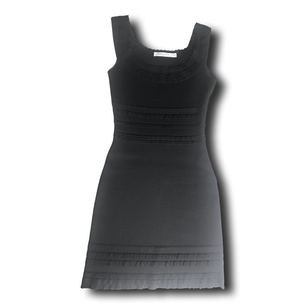 Christian Dior John Galliano Y2K Coquette Black Knit Lace layered Mini Dress - Picture 13 of 16